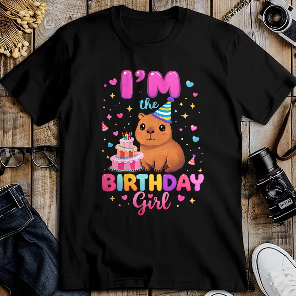 Cute Capybara Shirt, Funny Capybara Unisex T-Shirt/Hoodie/Sweatshirt HLT00 - Capybara I_m The Birthday Girl Cute Capybara Birthday Party T-Shirt