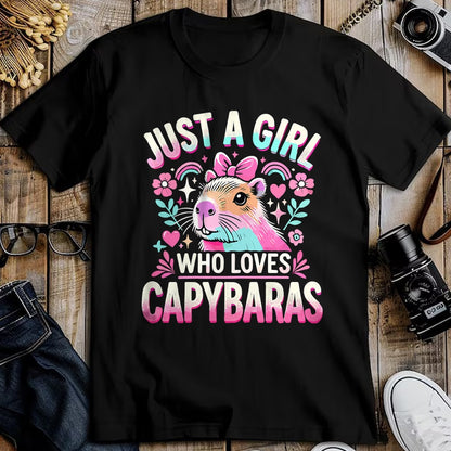Cute Capybara Shirt, Funny Capybara Unisex T-Shirt/Hoodie/Sweatshirt HLT00 - Capybara Just a Girl who loves Capybaras T-Shirt (3)