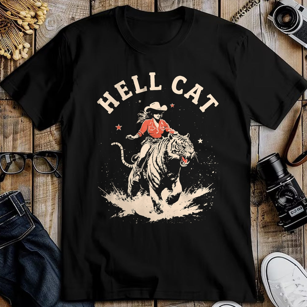 Cat Love Shirt, Funny Cat Lover Gift UnisexT-Shirt/Hoodie/Sweatshirt HLT00 - hell cat cowgirl riding tiger vintage funny T-Shirt