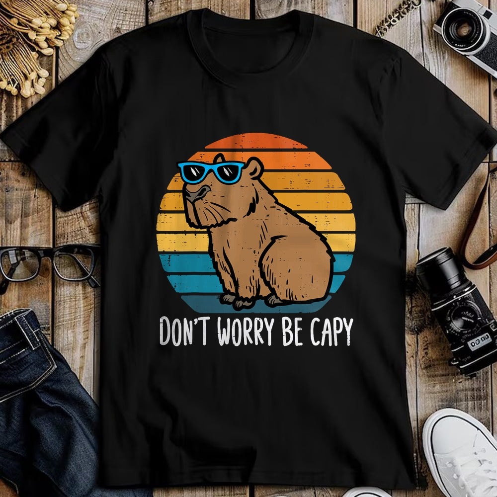 Cute Capybara Shirt, Funny Capybara Unisex T-Shirt/Hoodie/Sweatshirt HLT00 - Dont Worry Be Capy Capybara Retro Men Boys Kids Youth Women T-Shirt
