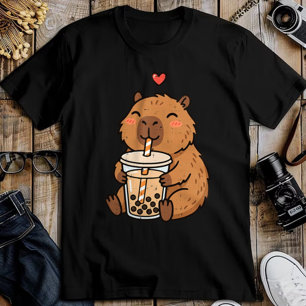 Cute Capybara Shirt, Funny Capybara UnisexT-Shirt/Hoodie/Sweatshirt HLT00 - Capybara Boba Bubble Milk Tea Cute Capy Rodent Men Women Kid T-Shirt