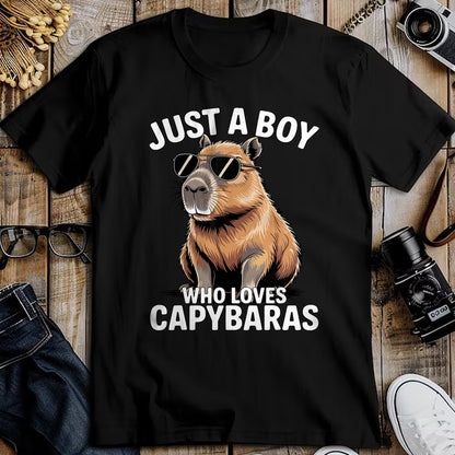 Cute Capybara Shirt, Funny Capybara Unisex T-Shirt/Hoodie/Sweatshirt HLT00 - Just a Boy who Loves Capybaras T-Shirt (1)