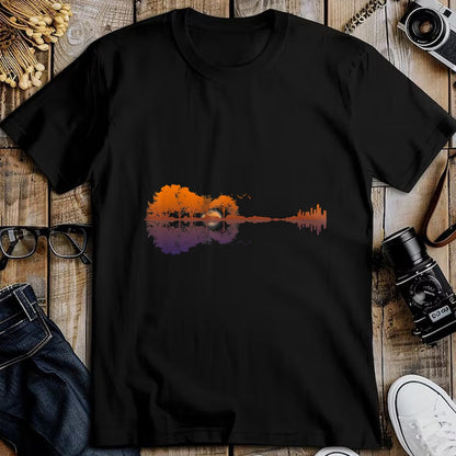 Guitar Lover Shirt, Funny Guitar UnisexT-Shirt/Hoodie/Sweatshirt HLT00 - Guitar Lake Reflections Music and Guitar Lover Guitar T-Shirt Small