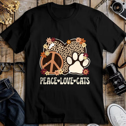 Cat Love Shirt, Funny Cat Lover Gift UnisexT-Shirt/Hoodie/Sweatshirt HLT00 - Peace Love Cats Cheetah Print Women Girl Cat Owner Cat Lover T-Shirt