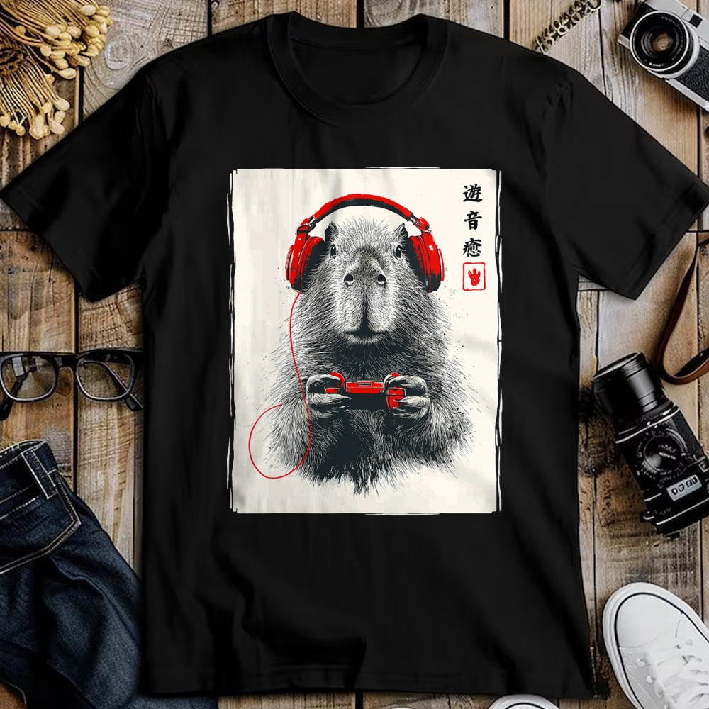 Cute Capybara Shirt, Funny Capybara Unisex T-Shirt/Hoodie/Sweatshirt HLT00 - Japanese Capybara Gamer Video Games Graphic Funny Capybara T-Shirt