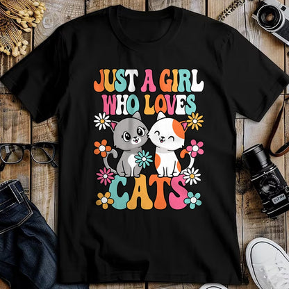 Cat Love Shirt, Funny Cat Lover Gift UnisexT-Shirt/Hoodie/Sweatshirt HLT00 - Just A Girl Who Loves Cats Cute Cat Lover Kitten Girls Kids T-Shirt (1)