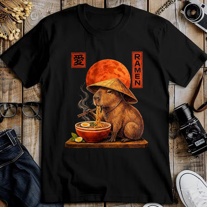 Cute Capybara Shirt, Funny Capybara Unisex T-Shirt/Hoodie/Sweatshirt HLT00 - Capybara Ramen Japanese Art Funny Anime Graphic Tee Kawaii T-Shirt, Men, Black, 3X-Large