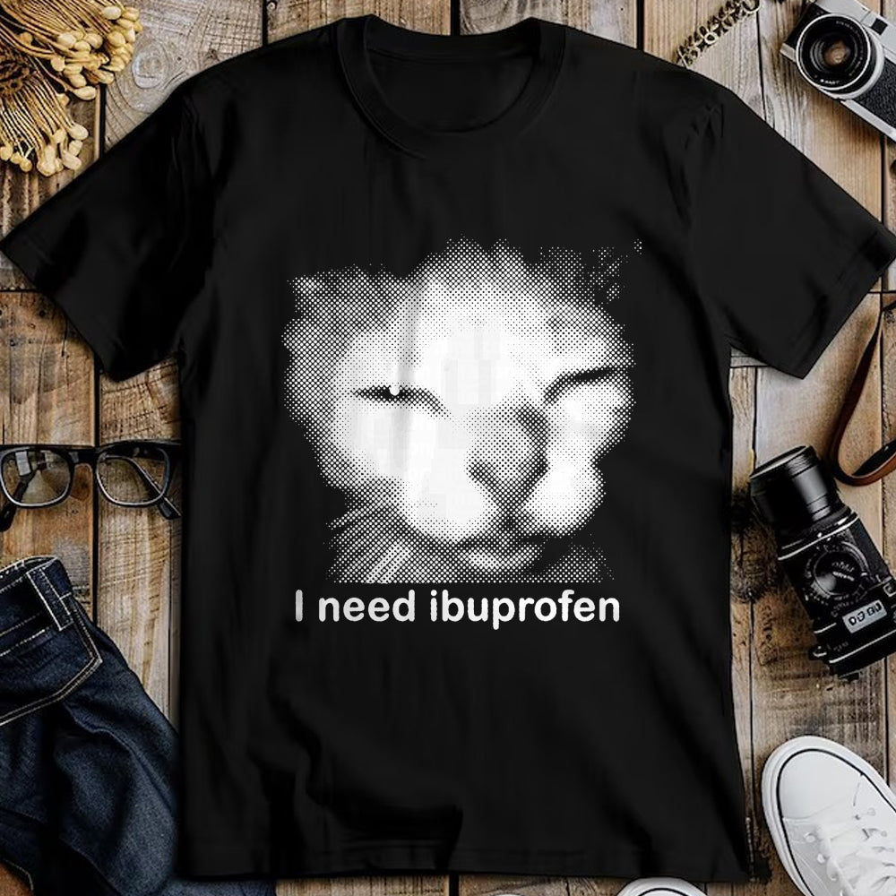 Cat Love Shirt, Funny Cat Lover Gift UnisexT-Shirt/Hoodie/Sweatshirt HLT00 - I Need Ibuprofen Funny Vintage Graphic Cat Meme T-Shirt
