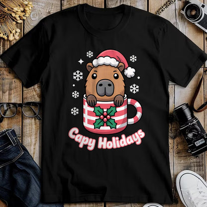 Cute Capybara Shirt, Funny Capybara UnisexT-Shirt/Hoodie/Sweatshirt HLT00 - Capy Holidays Cute Capybara Christmas Santa Hat Long Sleeve T-Shirt