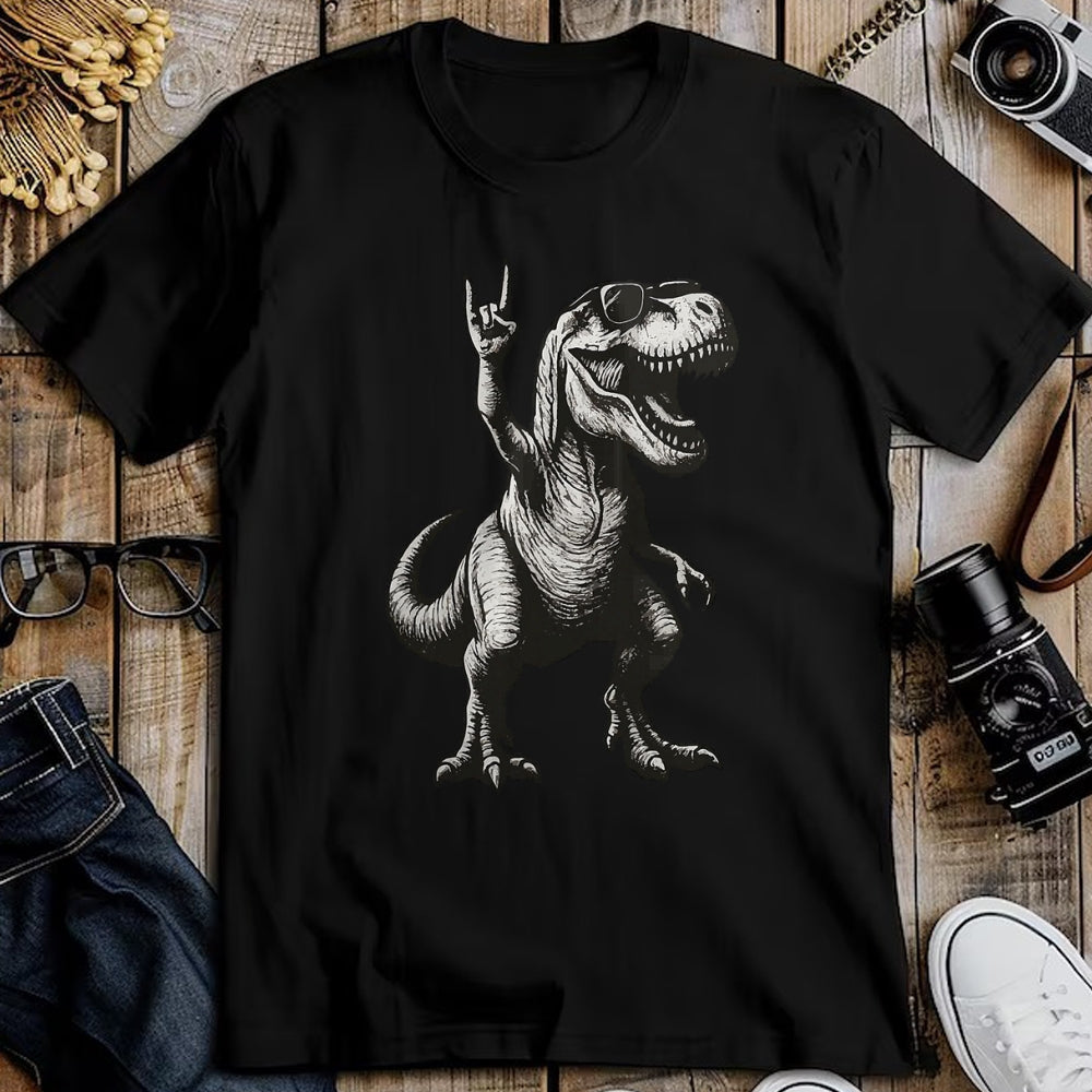 Best Dinosaur Lover Shirt, Funny Dinosaur UnisexT-Shirt/Hoodie/Sweatshirt HLT00 - Cool Dinosaur Rock Sign Sunglasses T-Rex T-Shirt, Men, Black, 3X-Large