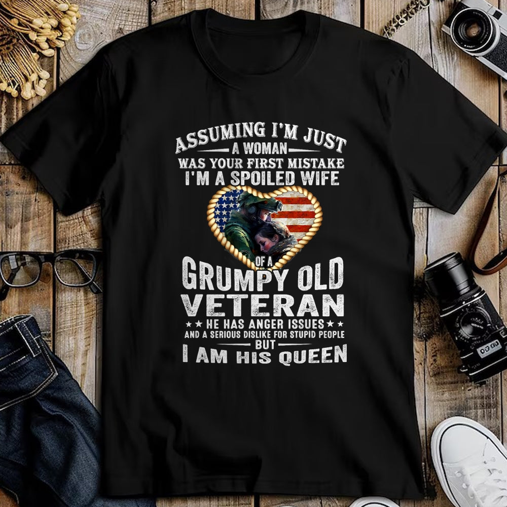 Best Wife Shirt, Wife and Husband Unisex T-Shirt/Hoodie/Sweatshirt HLT00 - Gift for wife T shirt, spoiled wife   I'm A Spoiled Wife Of A Grumpy Old Veteran - Veteran's Wife T- (1)