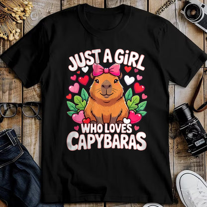Cute Capybara Shirt, Funny Capybara Unisex T-Shirt/Hoodie/Sweatshirt HLT00 - Capybara Cute Just a Girl who Loves Capybaras T-Shirt (1)