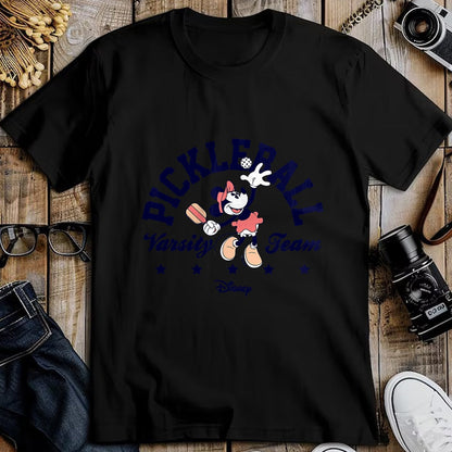 Funny Pickleball Shirt, Pickleball Lover Unisex T-Shirt/Hoodie/Sweatshirt HLT00 - Minnie Mouse - Pickleball Serve Varsity Team T-Shirt