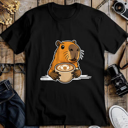 Cute Capybara Shirt, Funny Capybara Unisex T-Shirt/Hoodie/Sweatshirt HLT00 - Capybara Coffee Lover Latte Art Funny Capybara T-Shirt