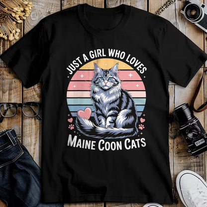Cat Love Shirt, Funny Cat Lover Gift UnisexT-Shirt/Hoodie/Sweatshirt HLT00 - Just a Girl who Loves Maine Coon Cats T-Shirt