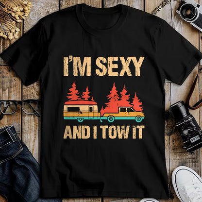 Funny Camping Shirt, Gift For Camping Lover Unisex T-Shirt/Hoodie/Sweatshirt HLT00 - I_m Sexy and I Tow It Bigfoot Camp Trees Hike Hiking Camping T-Shirt