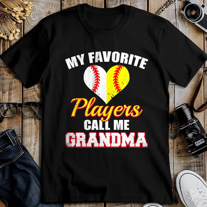 Best Grandma Shirt, Proud Grandma Unisex T-Shirt/Hoodie/Sweatshirt HLT00 - My Favorite Baseball Softball Players Call Me Grandma T-Shirt (1)