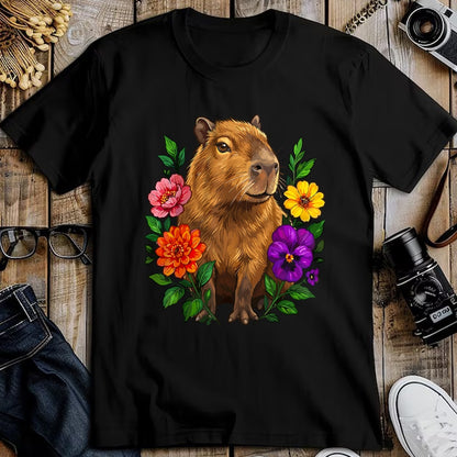 Cute Capybara Shirt, Funny Capybara Unisex T-Shirt/Hoodie/Sweatshirt HLT00 - Cute Capybara Floral T-Shirt
