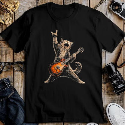 Guitar Lover Shirt, Funny Guitar UnisexT-Shirt/Hoodie/Sweatshirt HLT00 - Funny Cat Playing Guitar Shirt Cat Guitarist Rock and Roll T-Shirt, Men, Black, 3X-Large