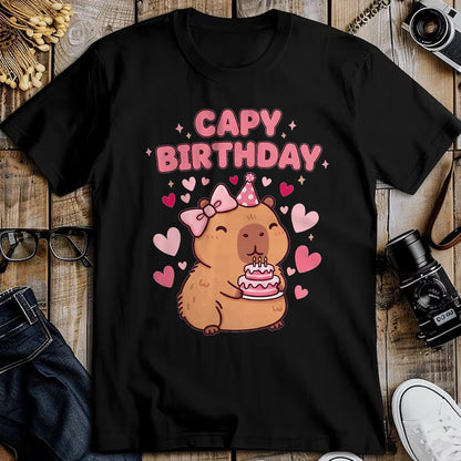 Cute Capybara Shirt, Funny Capybara UnisexT-Shirt/Hoodie/Sweatshirt HLT00 - Capybara Birthday Girl Cute Capybara Animal Lovers Bow Party T-Shirt