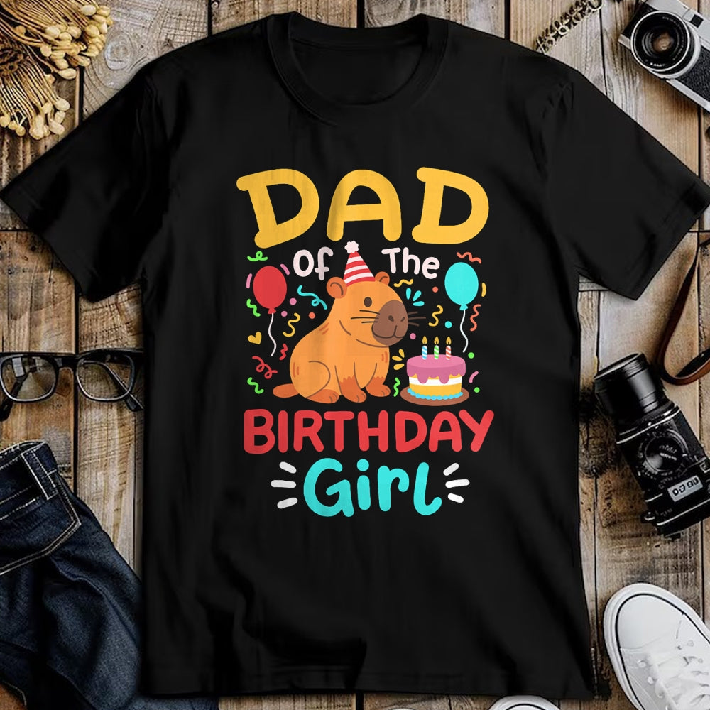 Cute Capybara Shirt, Funny Capybara Unisex T-Shirt/Hoodie/Sweatshirt HLT00 - Dad of The Birthday Girl Kids Cute Capybara Bday Family T-Shirt