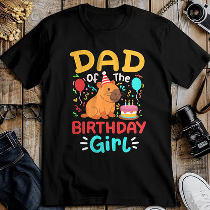 Cute Capybara Shirt, Funny Capybara Unisex T-Shirt/Hoodie/Sweatshirt HLT00 - Dad of The Birthday Girl Kids Cute Capybara Bday Family T-Shirt