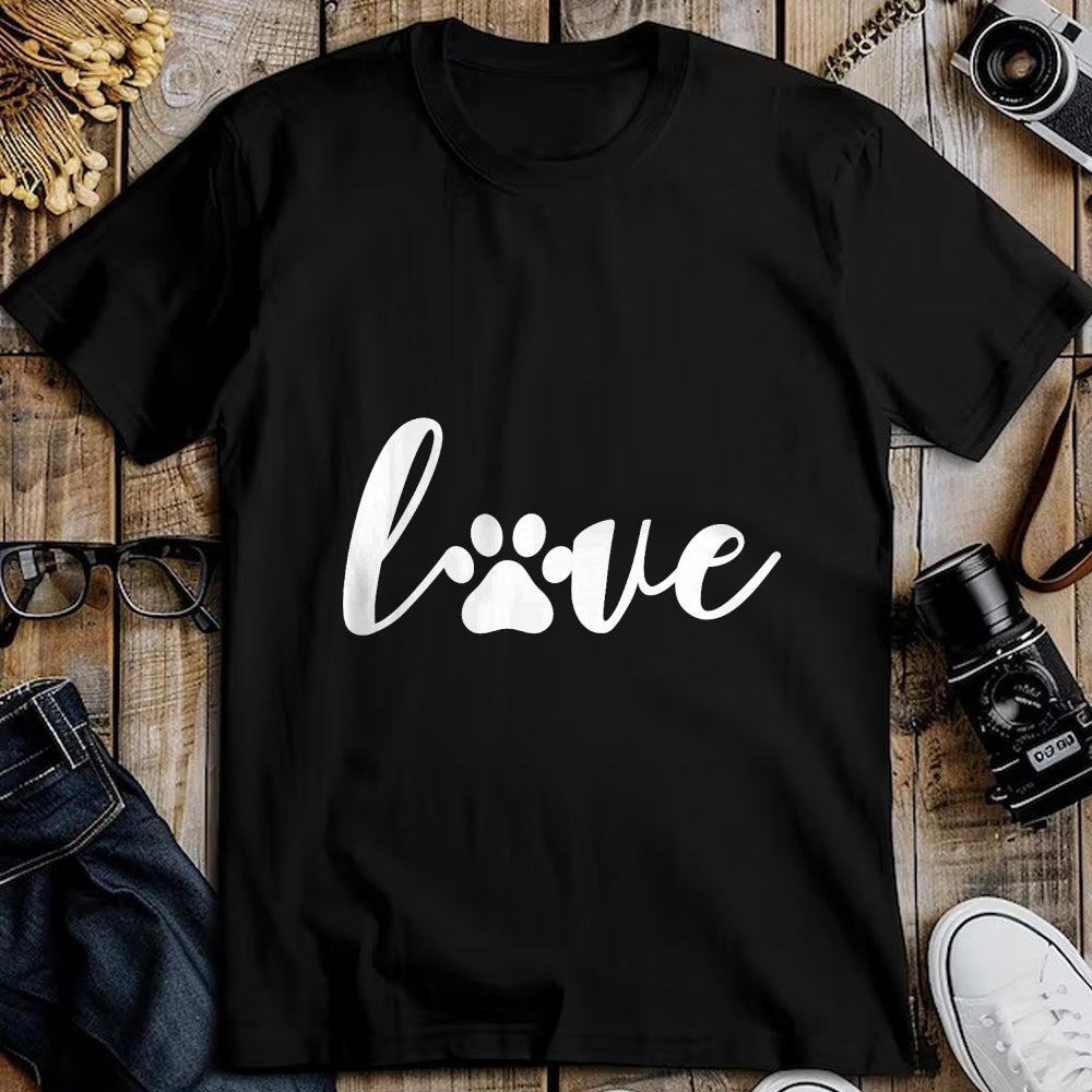 Cat Love Shirt, Funny Cat Lover Gift UnisexT-Shirt/Hoodie/Sweatshirt HLT00 - Paw Print Love Heart Funny Cool Dog Cat Mom Pet Animal Lover T-Shirt Small