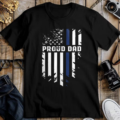 Gift for Dad Shirt, Funny Dad Unisex T-Shirt/Hoodie/Sweatshirt HLT00 – Thin Blue Line Proud Dad Police Family T-Shirt