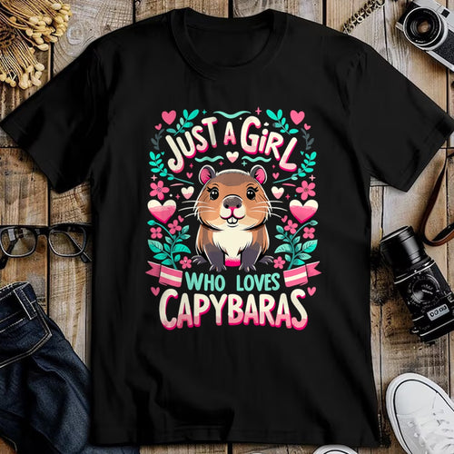 Cute Capybara Shirt, Funny Capybara Unisex T-Shirt/Hoodie/Sweatshirt HLT00 - Capybara Just a Girl who loves Capybaras T-Shirt
