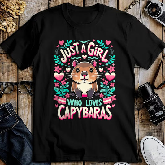 Cute Capybara Shirt, Funny Capybara Unisex T-Shirt/Hoodie/Sweatshirt HLT00 - Capybara Just a Girl who loves Capybaras T-Shirt
