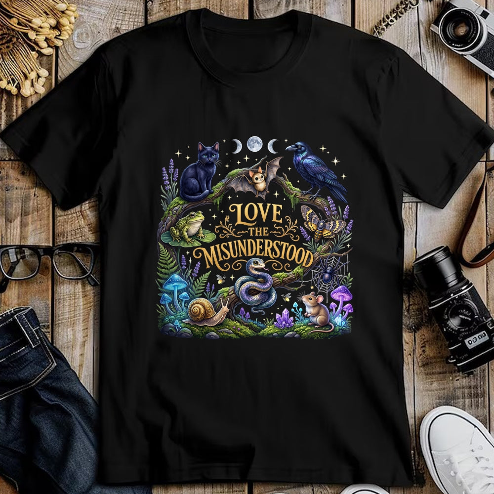 Cat Love Shirt, Funny Cat Lover Gift UnisexT-Shirt/Hoodie/Sweatshirt HLT00 - Love The Misunderstood Bat Raven Cat Snake Spider Frog Moth T-Shirt (1)