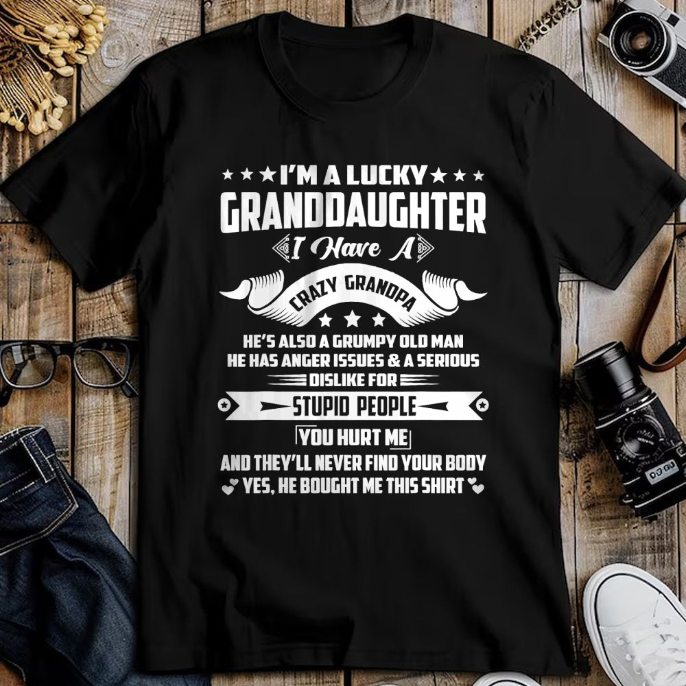 Best Grandpa Shirt, Proud Grandpa Unisex T-Shirt/Hoodie/Sweatshirt HLT00 - I'm A Lucky Granddaughter I Have A Grandpa Funny Family T-Shirt (1)