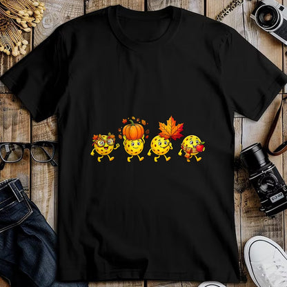 Funny Pickleball Shirt, Pickleball Lover Unisex T-Shirt/Hoodie/Sweatshirt HLT00 - Autumn Pumpkin Fall Pickleball Thanksgiving Womens Mens Kids T-Shirt