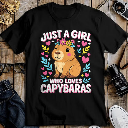 Cute Capybara Shirt, Funny Capybara Unisex T-Shirt/Hoodie/Sweatshirt HLT00 - Cute Rodent Animal Just a Girl who loves Capybaras T-Shirt