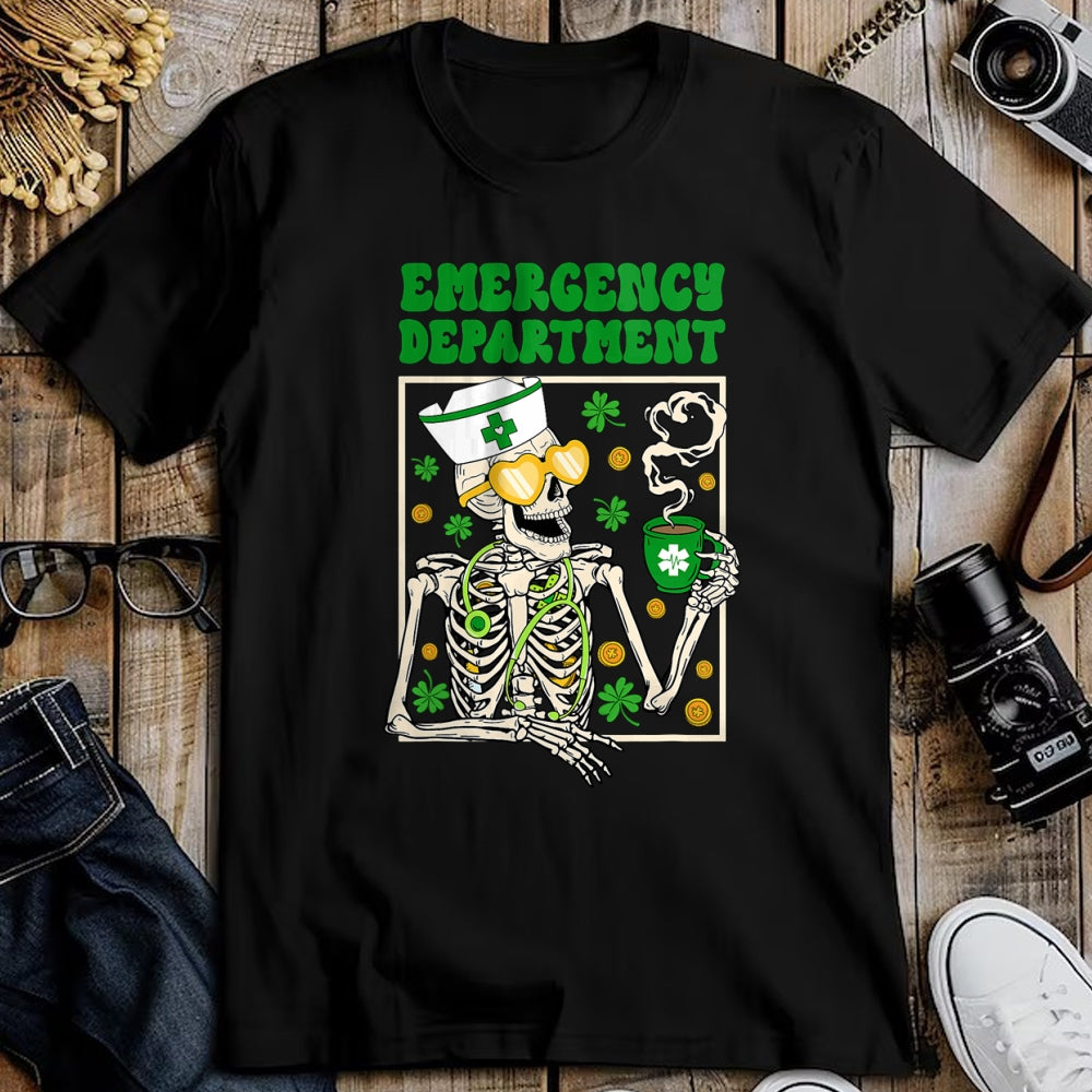 Patrick Day Shirts for Family, Funny Patrick Day shirts, st patrick's day Unisex T-Shirt/Hoodie/Sweatshirt HLT00 - Skeleton Emergency Department Coffee ER Nurse St Patrick Day T-Shirt