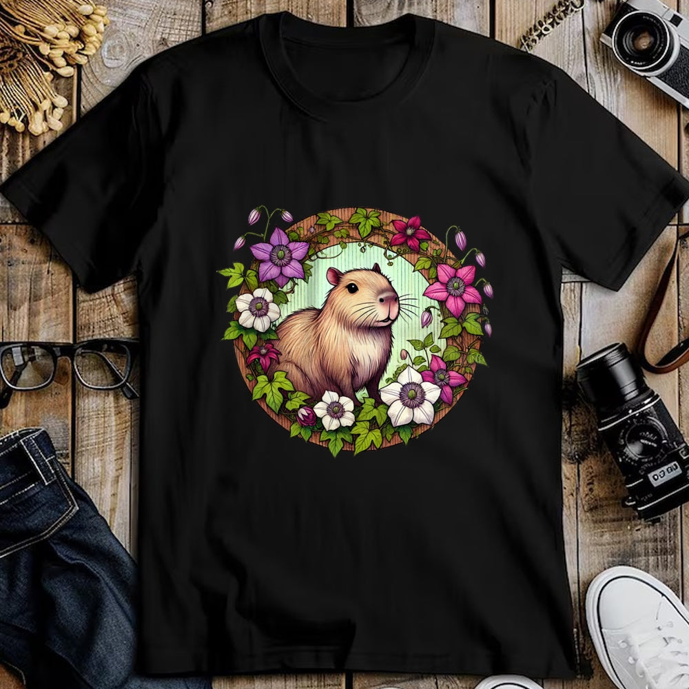 Cute Capybara Shirt, Funny Capybara Unisex T-Shirt/Hoodie/Sweatshirt HLT00 - Capybara floral Illustration Long Sleeve T-Shirt