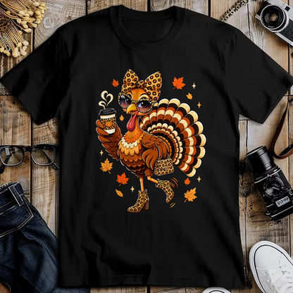 Best Thanksgiving Family Shirt , Funny Thanksgiving UnisexT-Shirt/Hoodie/Sweatshirt HLT00 - Leopard Turkey Drinking Coffee Women Thanksgiving Turkey Day T-Shirt