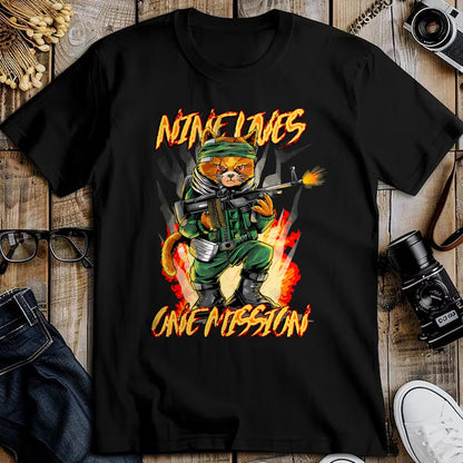 Cat Love Shirt, Funny Cat Lover Gift UnisexT-Shirt/Hoodie/Sweatshirt HLT00 - Nine Lives One Mission Cat with M60 Machine Gun Graphic T-Shirt