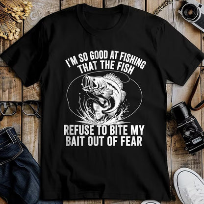 Funny Fishing Shirt, Gift For Fishing Lover Unisex T-Shirt/Hoodie/Sweatshirt HLT00 - Fish Refuse to Bite My Bait Funny Fishing Back Print T-Shirt