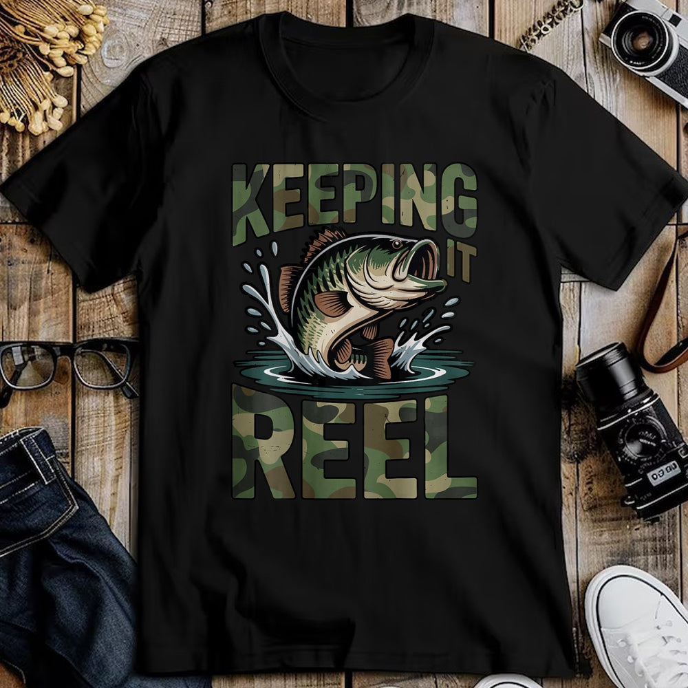 Funny Fishing Shirt, Gift For Fishing Lover Unisex T-Shirt/Hoodie/Sweatshirt HLT00 - Youth Camo Fishing Bass Fish Keeping It Reel Funny Fishing T-Shirt