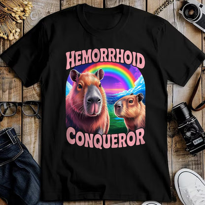 Cute Capybara Shirt, Funny Capybara Unisex T-Shirt/Hoodie/Sweatshirt HLT00 - Hemorrhoids Conqueror Capybara Jokes Funny Hemorrhoid T-Shirt