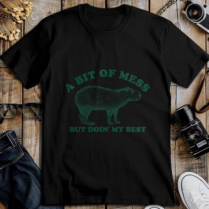Cute Capybara Shirt, Funny Capybara Unisex T-Shirt/Hoodie/Sweatshirt HLT00 - Funny Bit of A Mess Capybara Meme Graphic for Women T-Shirt