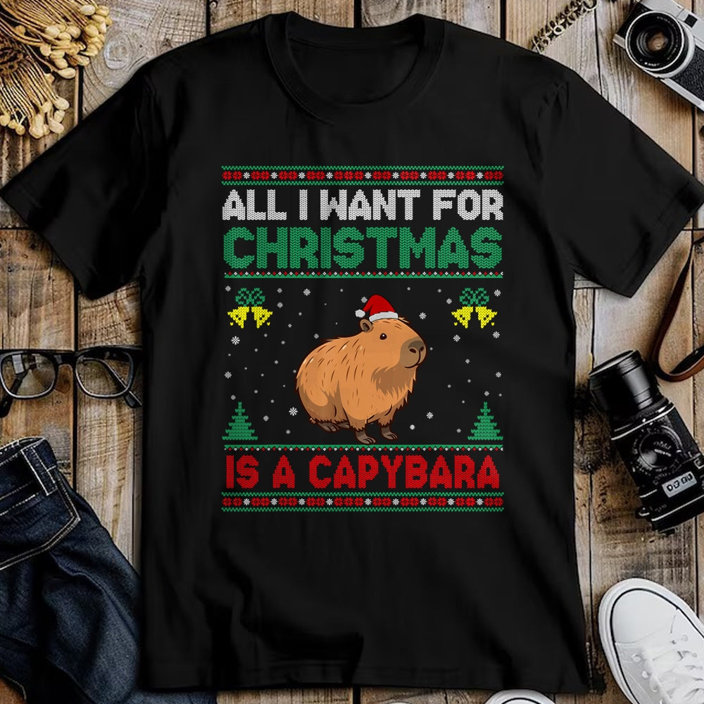 Cute Capybara Shirt, Funny Capybara UnisexT-Shirt/Hoodie/Sweatshirt HLT00 - All I Want for Christmas is A Capybara Ugly Sweater T-Shirt