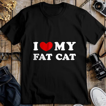 Cat Love Shirt, Funny Cat Lover Gift UnisexT-Shirt/Hoodie/Sweatshirt HLT00 - I Love My Fat Cat, I Heart My Fat Cat T-Shirt, Youth, Black, Medium (1)