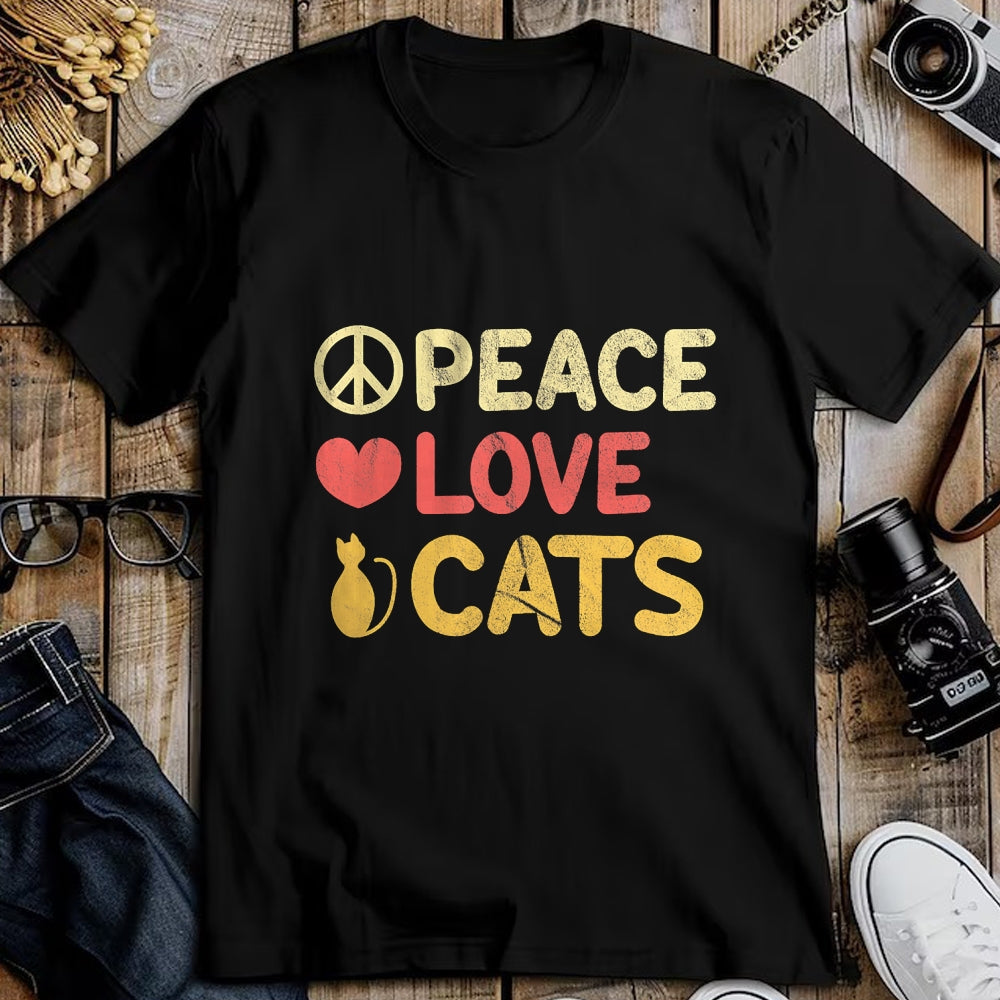 Cat Love Shirt, Funny Cat Lover Gift UnisexT-Shirt/Hoodie/Sweatshirt HLT00 - Peace Love Cats Funny Cat Lover Gift T-Shirt