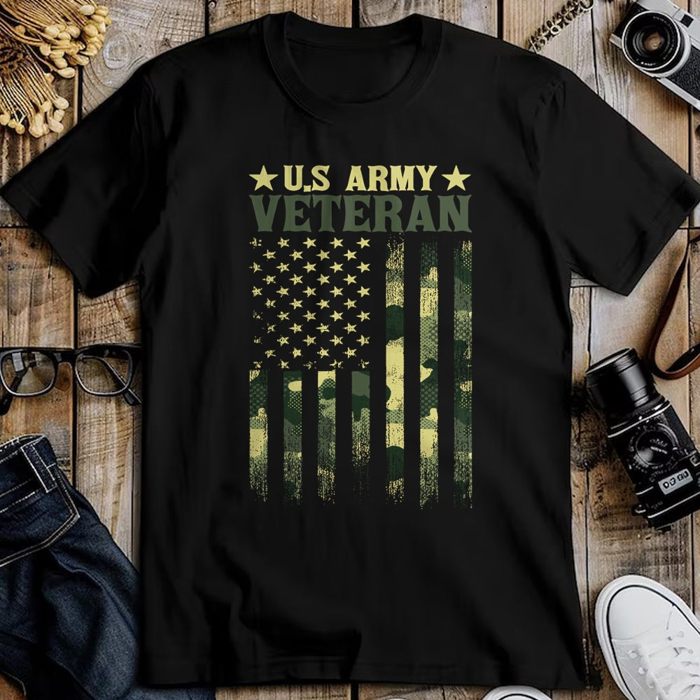 Proud Veteran Shirt, Funny Veteran UnisexT-Shirt/Hoodie/Sweatshirt HLT00 - US Army Veteran Patriotic Military Camouflage American Flag Long Sleeve T-Shirt