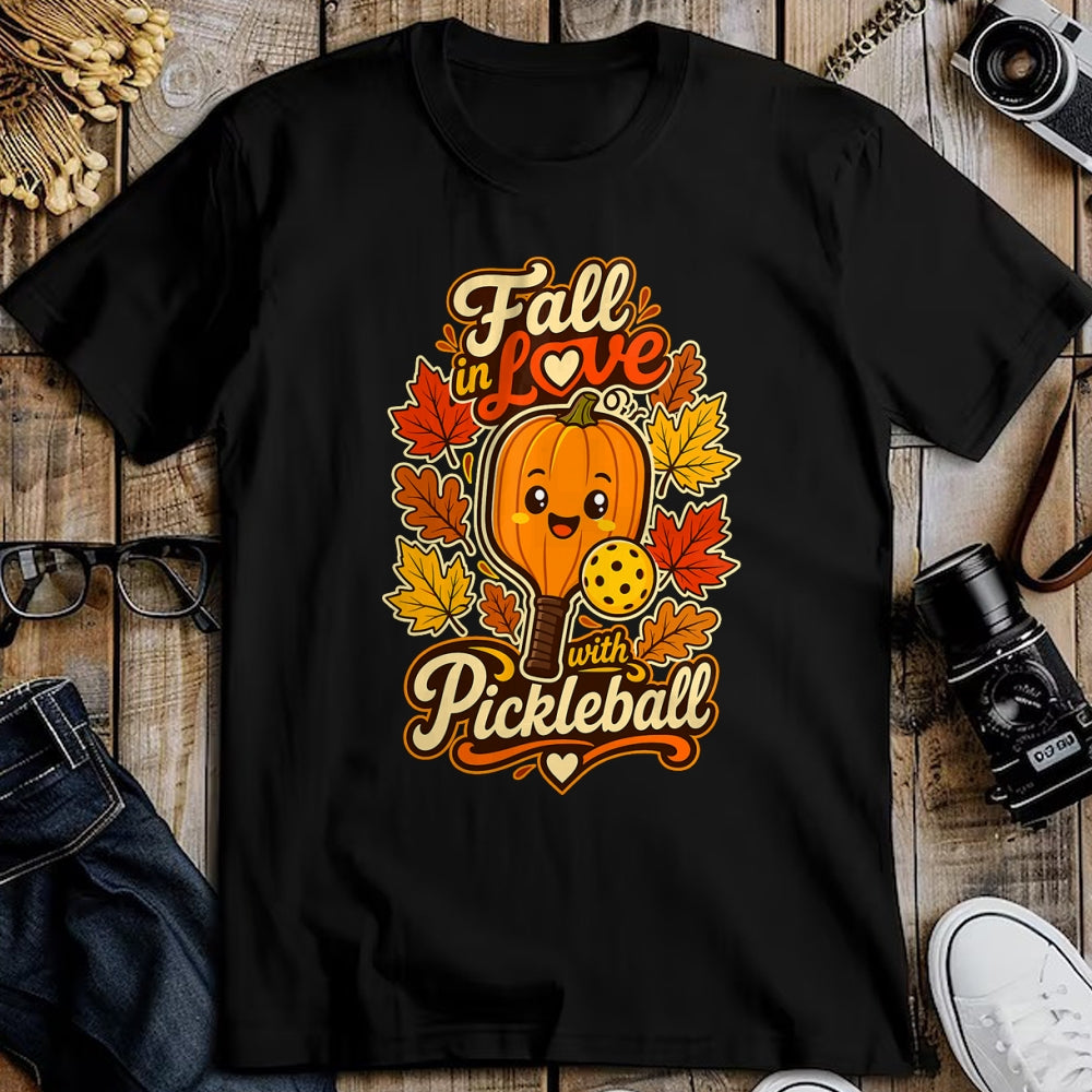 Funny Pickleball Shirt, Pickleball Lover Unisex T-Shirt/Hoodie/Sweatshirt HLT00 - Fall Pickleball Pumpkin Leaves Paddle Autumn Sports Lover T-Shirt