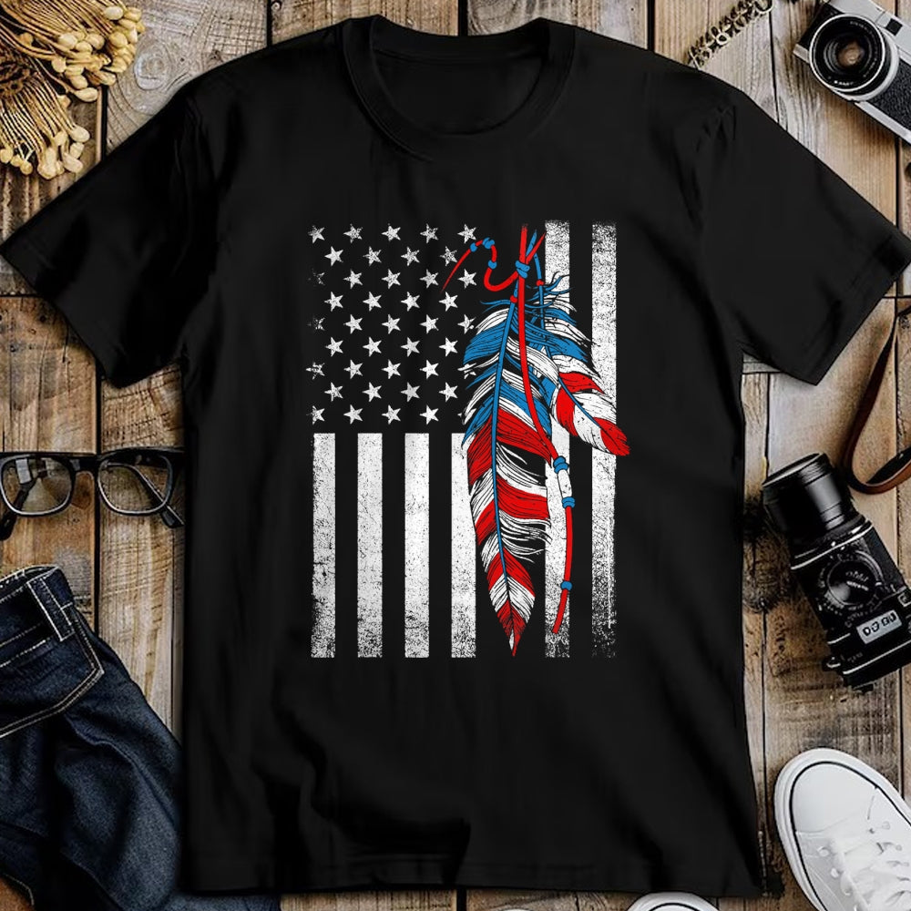 Native American T-Shirts, Vintage Native American Unisex T-Shirt/Hoodie/Sweatshirt HLT00 - American Flag - Native Feather Pride Month Indigenous (1)