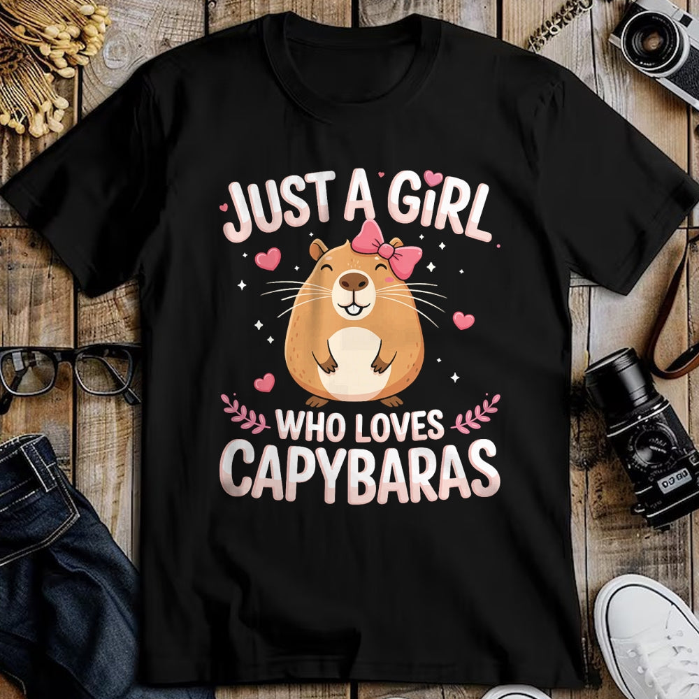 Cute Capybara Shirt, Funny Capybara Unisex T-Shirt/Hoodie/Sweatshirt HLT00 - Just A Girl Who Loves Capybaras Kawaii T-Shirt