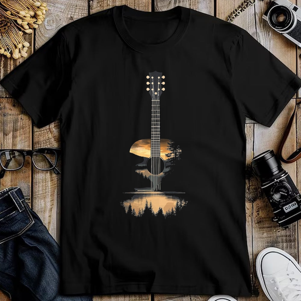 Guitar Lover Shirt, Funny Guitar UnisexT-Shirt/Hoodie/Sweatshirt HLT00 - Sunset Acoustic Guitar Scenic Nature Art T-Shirt, Men, Black, 3X-Large (1)